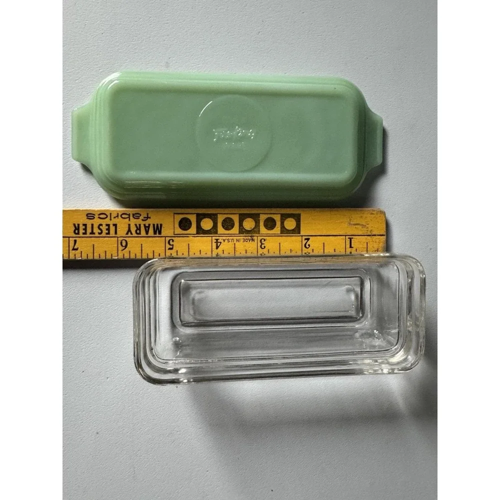 Fire King Jade 1/4 Lb Butter Dish with Lid Made In USA Vintage Oven Ware
